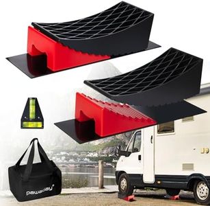 RV Leveling Blocks, 2 Packs Camper Leveler System with Two Chocks, 2 Anti-Slip Mats, 1T Bubble Level and Carry Bag, Up to 35000 LBS, for,Travel Trailers, Trucks, RV, Campers