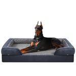 JOEJOY Extra Large Dog Bed -XXL Washable Orthopedic Dog Beds, Waterproof Removable Cover, Anti-Slip Bottom, Anti-Anxiety Pet Bed, Machine Washable, 122x89x17 cm, Grey