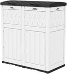 DWVO 76 Gallon Garbage Dual Can, Resin Outdoor Trash Can with Tiered Lid and Drip Tray, Waterproof Trash Bin for Patio, Kitchen, Backyard(Grayish-White)