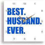 3dRose Dark Blue Best Husband Ever-Bold Text Design Romantic Gifts for him-Wall Clock, 10-inch (DPP_179726_1)