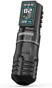 Wormhole Tattoo Gun for Artists Aluminum Alloy 7 Adjustable Stroke Wireless Tattoo Machine with 2300mAh Battery Lightweight Compact Rotary Tattoo Pen Powerful Motor Precision Professional - Black