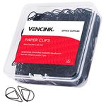 Black Cute Paper Clips, VENCINK 300 Pieces Smooth Stainless Steel Drop-Shaped Wire Small Paperclips for Office Supplies Wedding Women Girls Kids Students Paper Document Organizing (1 inch)