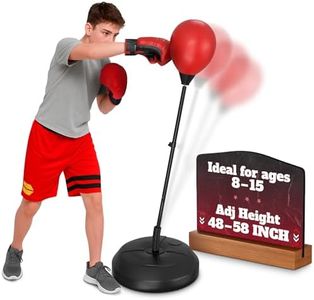 Punching Bag Stand for Ages 8-15 – 58" Adjustable Reflex Bag Boxing Set with Gloves & Pump | Indoor Outdoor Youth Boxing Equipment for Fitness, Training & Fun | Great Christmas Sports Gift for Teens