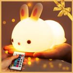 DIWUJI Cute Silicone Bunny Led Night Light,Squishy Lamp 16 Color Changing Bedside Lamp For Baby Nursery,Kawaii Animal Lamp For Bedroom Birthday Gift For Girl,Boy&Toddlers(Bunny Lamp V2),White