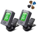 Guitar Tuner and Guitar Capo Set, Clip-On Tuner Digital Electronic Tuner Acoustic with LCD Display for Guitar, Bass, Violin, Ukulele, Banjo (Tuner+Cpao) (6)