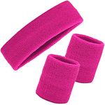 Wristbands Headbands Wrist Sweatband Set 3 Pieces Men Women Sweat Bands Absorbent for Gym Sports Tennis Running Exercise Basketball Wrist Sweatband Moisture Wicking (3 Pieces)