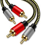 RCA Cable 2Rca Male to 2-RCA Male Audio Stereo Subwoofer Cable [Hi-Fi Sound] Nylon-Braided Auxiliary Audio Cord for Home Theater, HDTV, Amplifiers, Hi-Fi Systems,Speakers and etc (0.5M/1.5Ft)