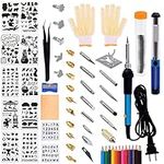 Hilitchi 49Pcs Wood Burning Kit Pyrography Wood Pyrography Pen Soldering Iron Wood Tool DIY Creative Burning Tools with Soldering Iron Tips for Embossing/Carving/Soldering