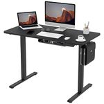 FLEXISPOT Electric Height Adjustable Standing Desk 120 * 60cm Sit Stand Desk Adjustable Desk Stand Up Desk with Cable Tray Backpack Hook Memory Smart Pannel EF1 Series(Black Frame+Black Desktop)