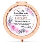Onederful Wife Gifts from Husband,Personalized Rose Gold Compact Makeup Mirror Birthday Valentine's Day Anniversaries Gifts for Wife,Present for Her(I Love You)