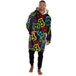 GM Apparel Mens Oversized Hoodie Blanket – Super Soft Lounger Hoody – Gaming Controller Design – 100% Polyester - Adults One Size Multicolor