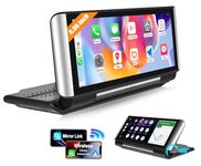 CAMECHO Foldable Wireless Apple CarPlay Android Auto Screen, Portable Car Stereo 6.86" Touchscreen Radio with Bluetooth Voice Control, Mirror Link, FM, AUX, CarPlay Screen for Car