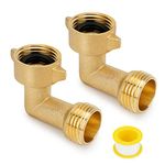 Stanbroil 90 Degree Garden Hose Elbow Adapter- Solid Brass Fittings, RV Accessories for Outside Water Faucet 3/4" FHT x 3/4" MHT (2 Pack)