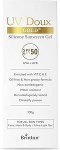 UV Doux Gold Silicone Sunscreen Gel SPF 50 PA+++ | India’s No.1 Dermatologist Recommended Brand | In-vitro, In-Vivo Tested | Vitamin C & E |UVA/UVB protection| Anti-Aging| Benzene-Free| 100 g