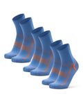 DANISH ENDURANCE Athletic Sports Socks, Light Weight, Breathable Trainer Gym Socks, Men & Women, Quarter Length, 3 Pack, Blue/Orange, 9-12