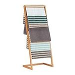 Relaxdays Towel Holder Freestanding with 4 Towel Rails, Bathroom Towel Stand, Bamboo, Butler, HWD: 100x40x30cm, Natural