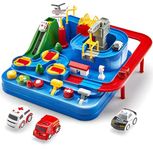 Cable World Montessori Car Adventure Track Toy for Kids with 4 Mini Cars & 6 Control Buttons | Interactive Vehicle Track Set with Helicopter, Bridge & Parking Challenges |Fine Motor Skill Toy for Kids
