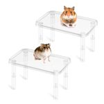 2PCS Hamster Platform,Plastic Small Animal Stand Playground with Legs,Height Adjustable Hamster Cage Toys Accessories for Guinea Pig,Gerbil,Chinchilla Rat Mouse(Transparent)