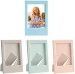 kwmobile Mini Picture Frame Set in Light Grey/Light Blue/Light Green/Light Pink - 4X Photo Frames for Instant Camera Photos - Plastic Standing Frames