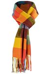 heekpek Mens Scarves Winter Soft Warm Tassel Scarf for Women Men Cashmere Feel Stripe Plaid Tartan Scarf, Multi-color, One Size