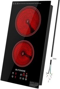 BLITZHOME Electric Stove Top 2 Burner, 12inch Electric Cooktop, Built-in Ceramic Cooktop with 9 Power Levels/Timer/Child Safety Lock/Touch Control/Overheat Protection, 220-240V, Hard Wire, No Plug