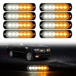 LED Emergency Strobe Lights DIBMS 8x Amber White 6 LED Strobe Warning Emergency Flashing Light Caution Construction Hazard Light Bar For Car Truck Van Off Road Vehicle ATV SUV Surface Mount