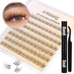 Lvmixwig Brown Lashes Extension Kit Natural Lash Clusters Kit C Curl Individual Lashes Kit Brown 10-12mm Short Eyelash Extensions Kit with Lash Bond and Seal & Lash Applicator for DIY Lash Extension