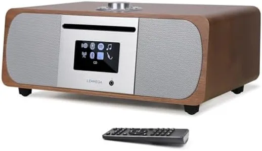 LEMEGA M5P Internet Radio with CD Player for Home, WiFi Radio, FM Digital Radio, Bluetooth Speaker, Spotify Connect,35W Home Stereo System,USB Player,Dual Alarms Clock, OKTIV APP Control-Dark Walnut