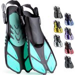 CAPAS Snorkel Fins, Swim Fins Travel Size Short Adjustable for Snorkeling Diving Adult Men Women Kids Open Heel Swimming Flippers (Green, ML/XL 9-13 (Adult UK Size 8-12)