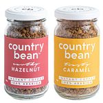 Country Bean Instant Coffee Powder Combo with Hazelnut and Caramel Flavoured Coffees, Pack of 2, 50 G x 2 | 100% Arabica, Freeze-dried | Makes 50 Cups