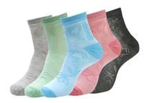 BEST FRIENDS FOREVER (BFF) Womens Cotton Ankle Socks with Fancy Designer Floral Prints (Multicolor-1, 5)