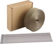 Exhaust Heat Wrap, Foneso 2" x 50' Titanium Pipe Insulation Wrap, Basalt Fiber Thermal Tape with 12 Self-Locking Stainless Steel Zip Ties, Used for Cars, Motorcycles and Exhaust Manifolds