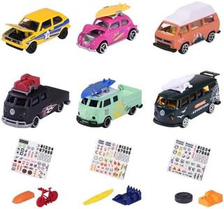 Majorette Volkswagen The Originals Set of 2-2 of 6 Random VW Model Cars, 1:64 Scale with Sticker Sheet and Official VW Licence, Highly Detailed Toy Cars