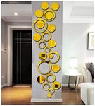 Bikri Kendra - Big Ring 12 Golden Decorative Mirror Stickers for Wall, Wall Mirror Stickers, 3D Acrylic Stickers Wall Stickers for Hall Room, Bed Room, Kitchen Living Room Kids Room. Self-Adhesive