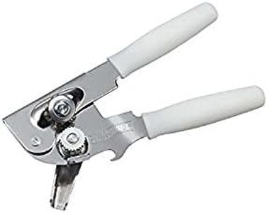 Swing-A-Way Portable Can Opener, Features an Ergonimic Handle for Optimal Comfort, and Built-in Bottle Opener for a 2-in-1 Tool, Durable Cutting Wheel, White