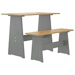 Honey Brown and Grey Solid Pinewood Dining Table with Bench - Durable and Stylish Furniture for Al Fresco Dining or Kitchen Use in UK