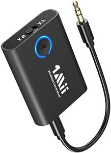 [Upgraded] 1Mii ML301 Bluetooth 5.3 Transmitter Receiver for TV to 2 Wireless Headphones, 3.5mm AUX Bluetooth Audio Adapter for Airplane/Speaker/Car/Gym, Supports AptX Adaptive/Low Latency/HD