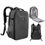 K&F Concept Camera Backpack,Hardshell DSLR Photography Camera Bag with 15-15.6 Inch Laptop Compartment Waterproof Camera Case Compatible for Canon/Nikon/Sony/DJI Mavic Drone