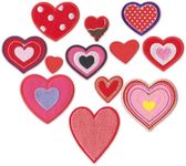 12 Pieces Valentine's Day Embroidered Patches Valentines Love Hearts Iron on Patches Set for Decorative Repair, Valentines Day Embroidery Patch Appliques Sew Clothes Jacket Jean Backpack DIY Accessory