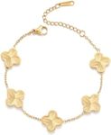 AIPPK 18K Gold Plated Clover Bracelet Dupes Gold Lucky Bracelet for Women Flower Four Leaf Bracelets Jewelry Gifts for Women, 6.41, Stainless Steel, no gemstone