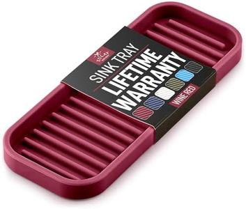 Zulay (9x3.5) Silicone Sponge Holder for Kitchen Sink - Flexible Multipurpose Kitchen Soap Tray Sponge Holder - Sink Organizer Tray for Kitchen, Bathroom, Makeup, Trinkets & More (Wine Red)