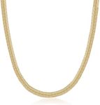 Barzel 18K Gold Plated Flat Herringbone Snake Chain Necklace for Women, Sizes 16-24 Inches, Made In Brazil (22 Inches, 5MM)