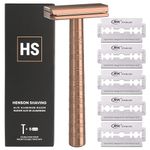 Henson Shaving Razor - Copper Double Edge Safety Razor with 5 Spare Blades - 30° Angled Precision With Superior Blade Rigidity- Reusable Single Blade Razors For Men and Women