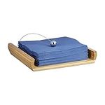 Relaxdays Bamboo Napkin Holder, HxWxD: 3.7 x 21.7 x 21.7 cm, Ball as Weight, Wood, Napkin Stand, Natural Brown