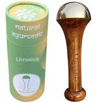 Livronic Kansa Wand (4.5 Cm Bronze With Natural Colour ) Face Foot Body Massager With Wooden Handle Ayurvedic Benefits Of Alloy Metal Massage For Detoxification & Deep Relaxation (Pack Of 1)