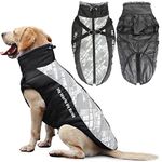 Idepet Dog Coat Warm Jacket, Reflective Pet Snowsuit Outdoor Sport Waterproof Dog Clothes Outfit Vest for Medium Large Dogs with Harness Hole