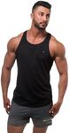 Jed North Men's DRI-FIT Microfiber Bodybuilding Stringer Tank Top Y-Back Racerback Black