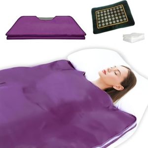 PINJAZE Far Infrared Sauna Blanket 2-Zone Control Rapid Heating Detox Blanket Pain Relief with Personal Sauna Blanket at Home Oxford Cloth Sauna Bed (Purple)