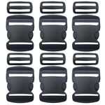 NIHSPRUHAY 6 Set 1.25" Flat Buckles Dual Adjustable Buckles and Tri-Glide Slides Quick Side Release Buckle for Luggage Straps Pet Collar Backpack Repairing (Black，Fit for 1.25”/32mm Webbing Straps)