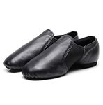 GSNOW Womens Mens Slip On Soft Leather Jazz Shoes Modern Dancing Shoes Black 9 UK